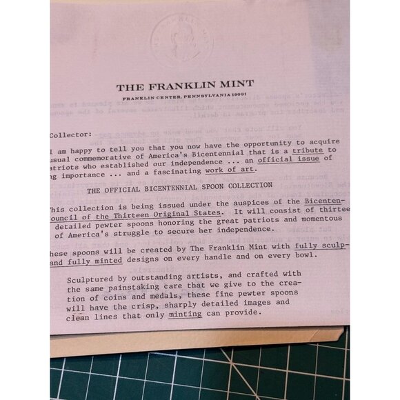 Franklin Mint Set Of 6 Pewter State Souvenir Spoons Featuring Colonial Scenes 19 - Picture 13 of 15